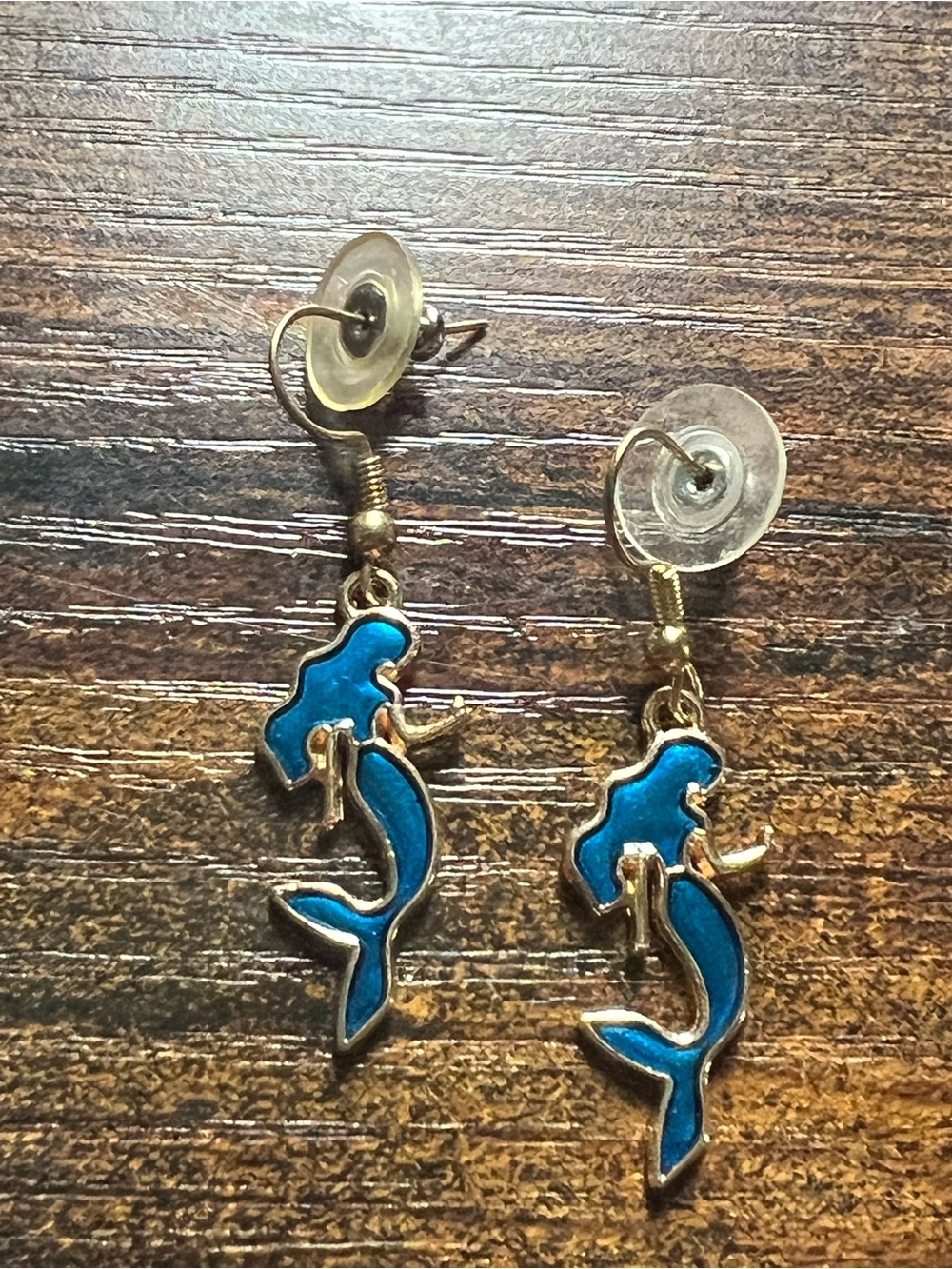 Blue Enamel Mermaid Dangle Earrings E91